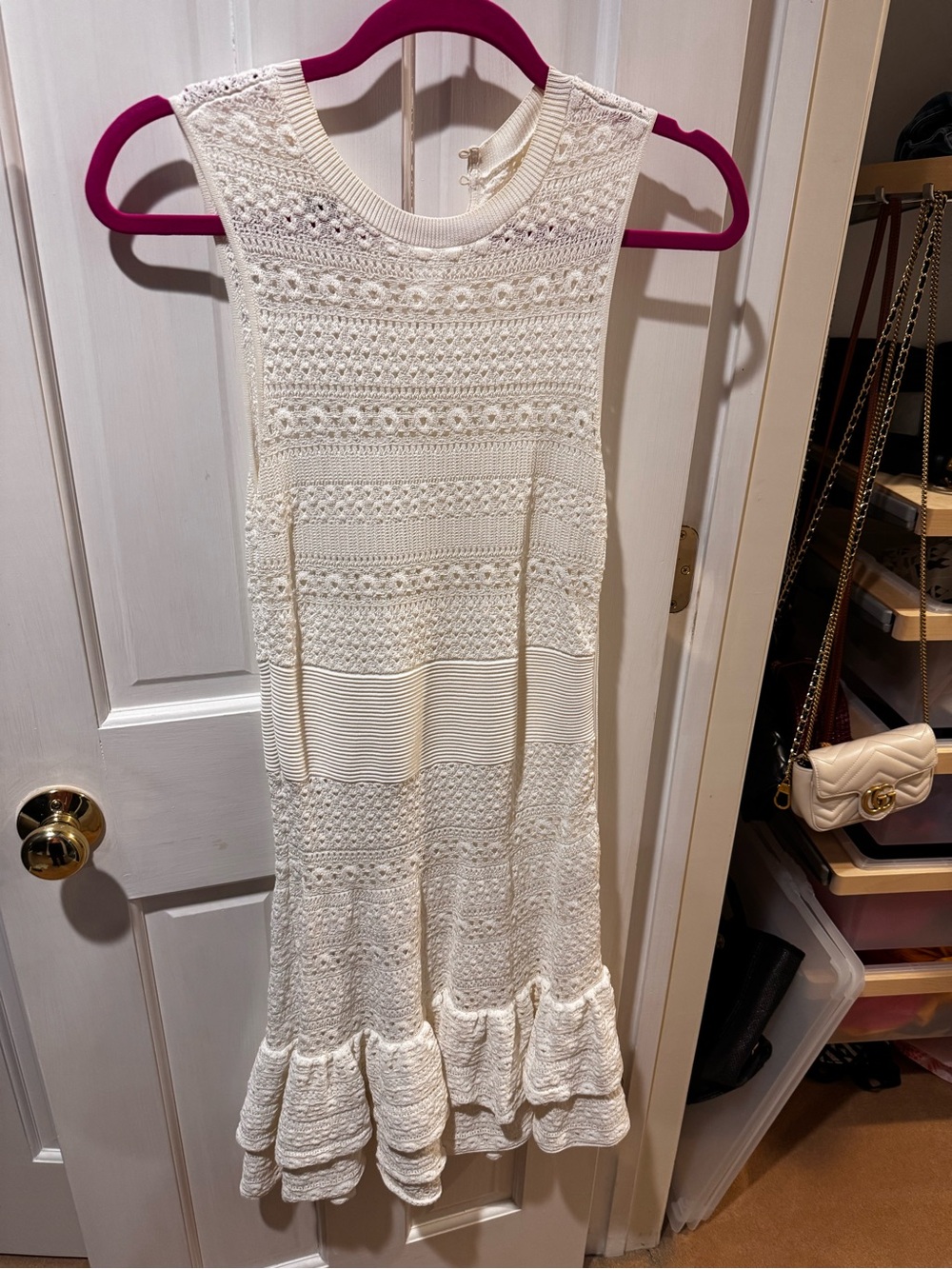 Ted Baker London Cream Crochet Knit Midi Dress